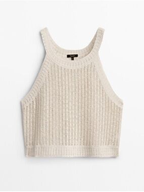 Mossimo Dutti Cream Strappy Crochet Tank Top